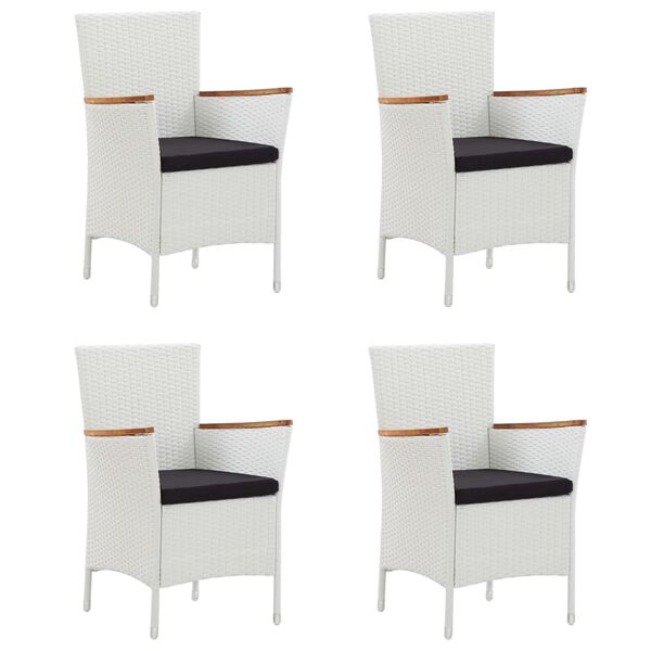 vidaXL Vrtna jedilna garnitura 5-delna z blazinami poli ratan bela