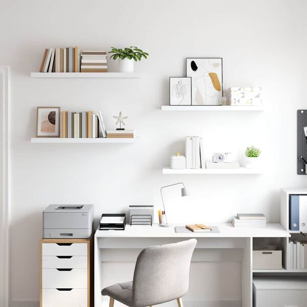 vidaXL Stenske police 4 kosi bele 90x23,5x3,8 cm MDF