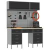 vidaXL Set delovnih omar s predalom s shranjevanjem 8 pcs Črna