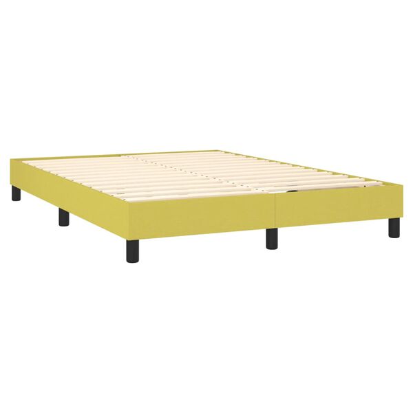 vidaXL Box spring postelja z vzmetnico zelen 140x190 cm blago
