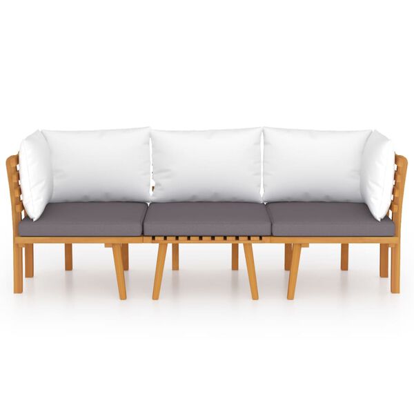 vidaXL Vrtna sedežna garnitura 3-delna z blazinami trden akacijev les