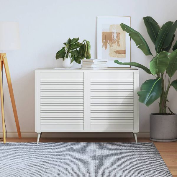 vidaXL Vrata za omarico z letvicami 2 kosa bela 69x59,4 cm borovina