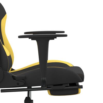 vidaXL Masažni gaming stol z oporo za noge črno in rumeno blago