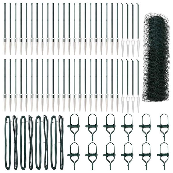 vidaXL Steber ograje. Zelena 100 x 0,8 m (50 mm mreža) Jeklo in PVC