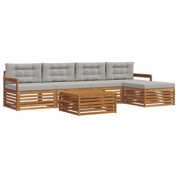 vidaXL Zunanja garnitura za sedenje 6 pcs Naravna in svetlo siva