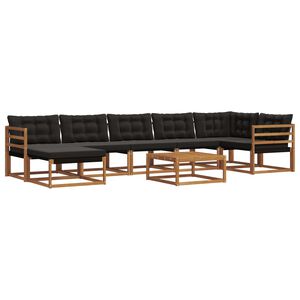 vidaXL Zunanja garnitura za sedenje z blazino 22 pcs Naravna in črna