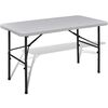 vidaXL Zložljiva vrtna miza 122 cm HDPE bela