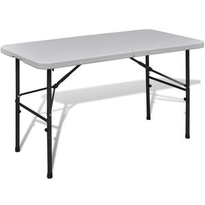 vidaXL Zložljiva vrtna miza 122 cm HDPE bela