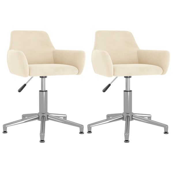 vidaXL Vrtljiv jedilni stol 2 kosa krem žamet