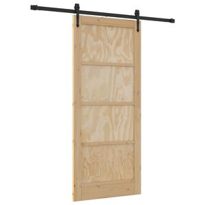 vidaXL Drsna vrata ORKDAL 86 x 198,5 cm Trdna borovina Naravna in črna
