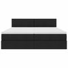vidaXL Postelja z LED lučmi z vzglavjem Črna 180 x 200 cm blago