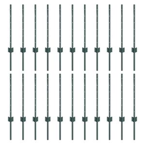 vidaXL Ograjni stebri 22 pcs Zelena 100 cm Jeklo