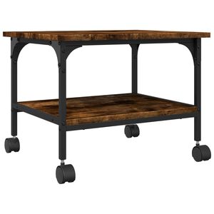 vidaXL Stojalo za tiskalnik 2-nadstropno dimljen hrast 50x40x38 cm les