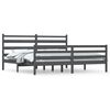 vidaXL Posteljni okvir iz trdne borovine 200x200 cm siv