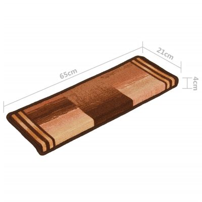 vidaXL Samolepilne preproge za stopnice 15 kosov 65x21x4 cm rjave