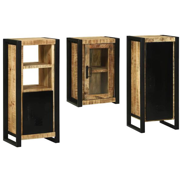 vidaXL Komplet pohištva za kopalnico 3 pcs Rjava Masiven les manga