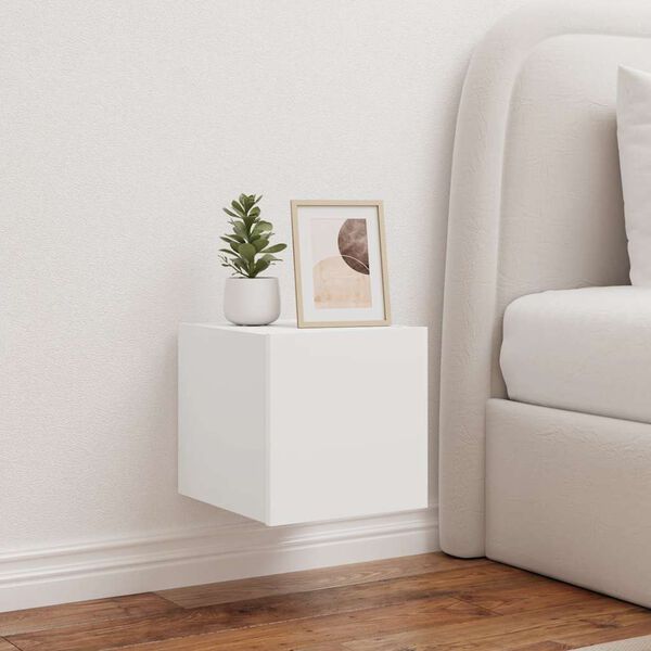 vidaXL Stenske TV omarice z LED lučkami 2 kosa bela 30,5x35x30 cm