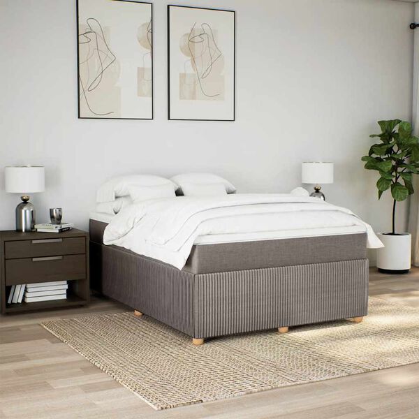 vidaXL Box spring postelja z vzmetnico taupe 140x200 cm blago