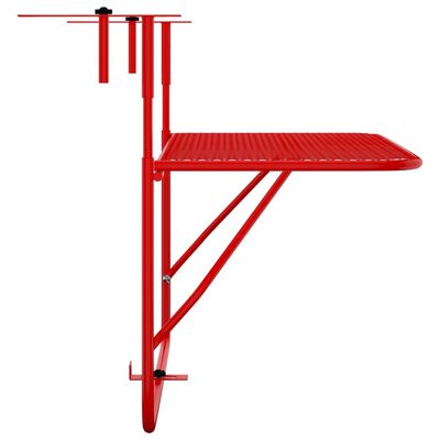 vidaXL Balkonska mizica rdeča 60x40 cm jeklo