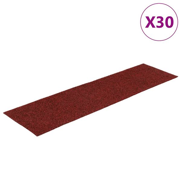 vidaXL Stopniščne preproge samolepilne 30 kosov 76 x 20 cm bordo rdeče pravokotne