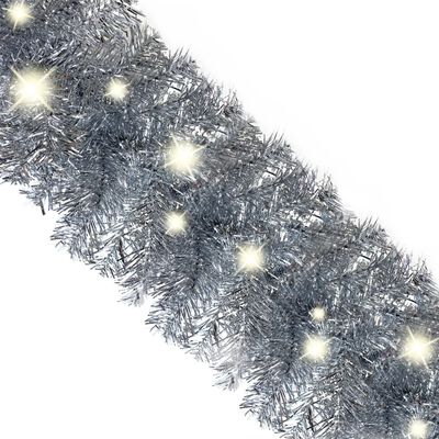 vidaXL Božična girlanda z LED lučkami 20 m srebrna
