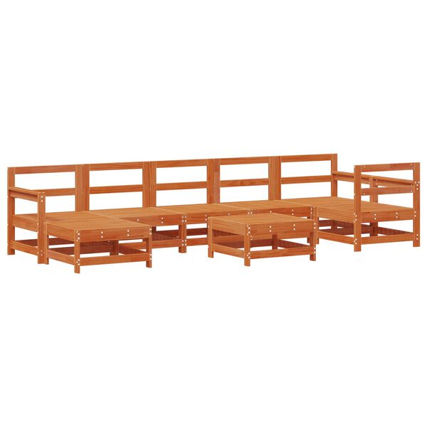 vidaXL Vrtna dnevna garnitura 8 pcs Voskan Rjava Masivna borovina