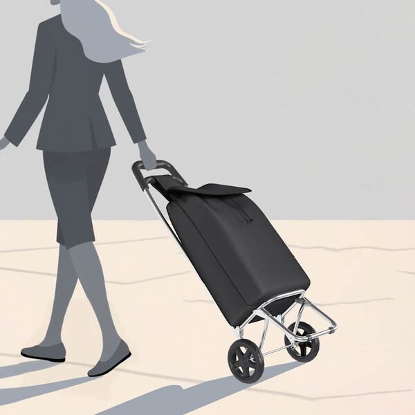 vidaXL Nakupovalni voziček Črna 35 x 28 x 92 cm Oxford tkanina