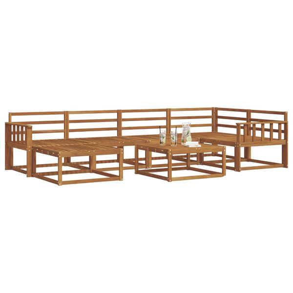 vidaXL Zunanja garnitura za sedenje 7 pcs Naravna Masiven les akacije
