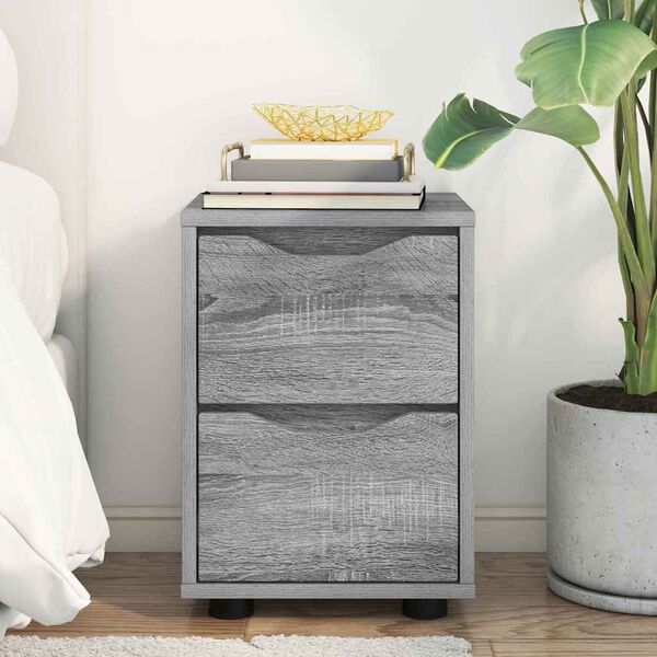 vidaXL Nočna omarica Siva Sonoma 30,5 x 30 x 43 cm Konstruiran les