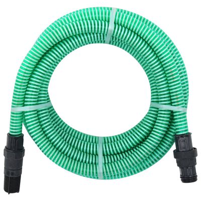 vidaXL Sesalna cev s PVC nastavki 7 m 22 mm zelene barve