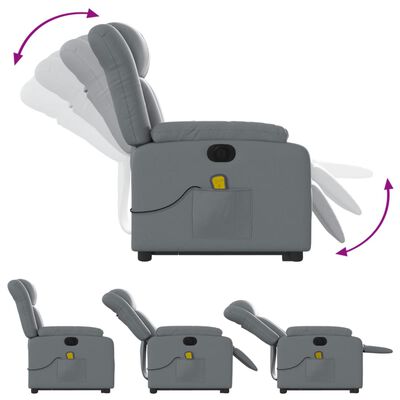vidaXL Električni masažni stol s funkcijo vstajanja sivo umetno usnje