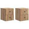 vidaXL Stenski nočni omarici 2 pcs Artisan hrast 33 x 34,5 x 40 cm
