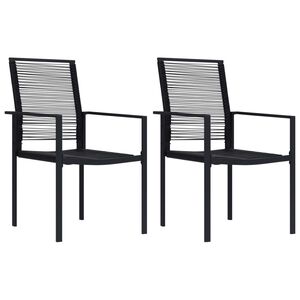vidaXL Vrtni stoli 2 kosa PVC ratan črne barve