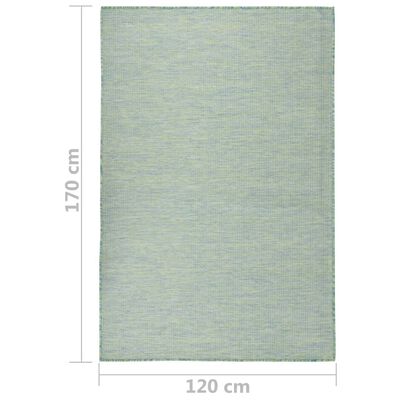 vidaXL Zunanja preproga ploščato tkanje 120x170 cm turkizna