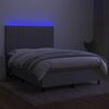 vidaXL Box spring postelja z vzmetnico LED sv. siva 140x200 cm blago