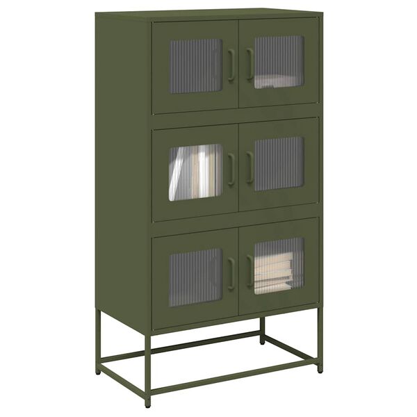 vidaXL Highboard Olive Green 68x39x123 cm Jeklo