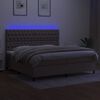 vidaXL Box spring postelja z vzmetnico LED taupe 200x200 cm blago