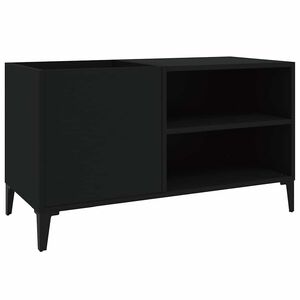vidaXL Omarica za gramofonske plo&scaron;če črna 84,5x38x48 cm inženirski les