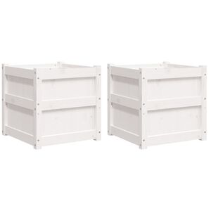 vidaXL Vrtno cvetlično korito 2 kosa bela trdna borovina