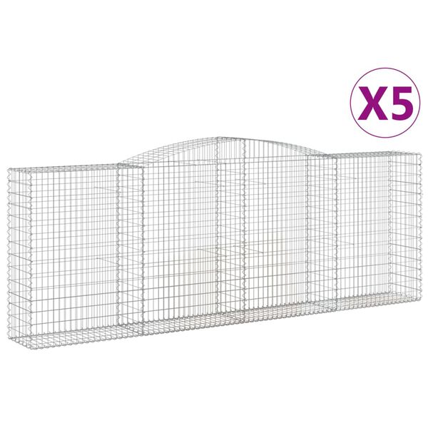 vidaXL Obokane gabion košare 5 kosov 400x50x140/160cm pocinkano železo