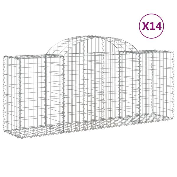 vidaXL Obokane gabion košare 14 kosov 200x50x80/100 cm cinkano železo