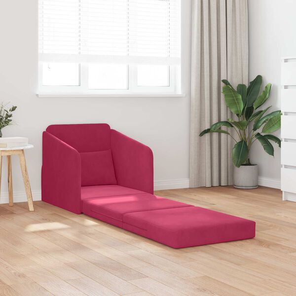 vidaXL Sofa postelja Vinorodna rdeča 65 x 80 x 83 cm Žamet