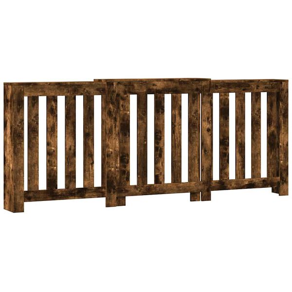 vidaXL Pokrov za radiator dimljen hrast 205x21,5x83,5cm inženirski les