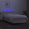 vidaXL Box spring postelja z vzmetnico LED krem 90x200 cm blago