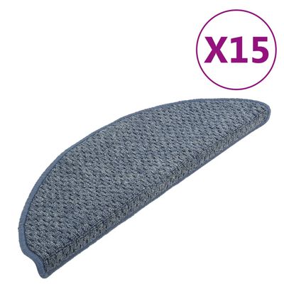 vidaXL Preproge za stopnice 15 kosov modre 65x21x4 cm