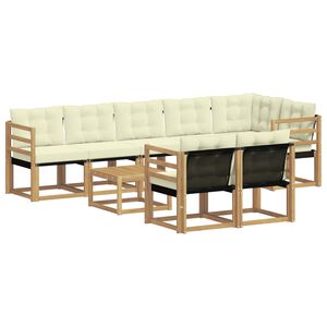 vidaXL Zunanja garnitura za sedenje z blazino 9 pcs Bela in krem