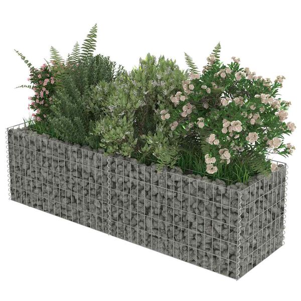 vidaXL Visoka greda gabion pocinkano jeklo 180x50x50 cm