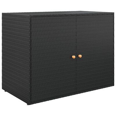 vidaXL Vrtna omara za shranjevanje črna 100x55,5x80 cm poli ratan