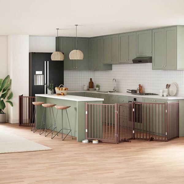 vidaXL Ograda za pse z vrati zložljiva 12 panelov rjava 960 cm les