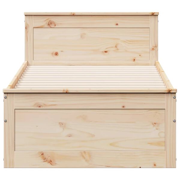 vidaXL Posteljni okvir brez vzmetnice z vzglavjem 90x200 cm borovina